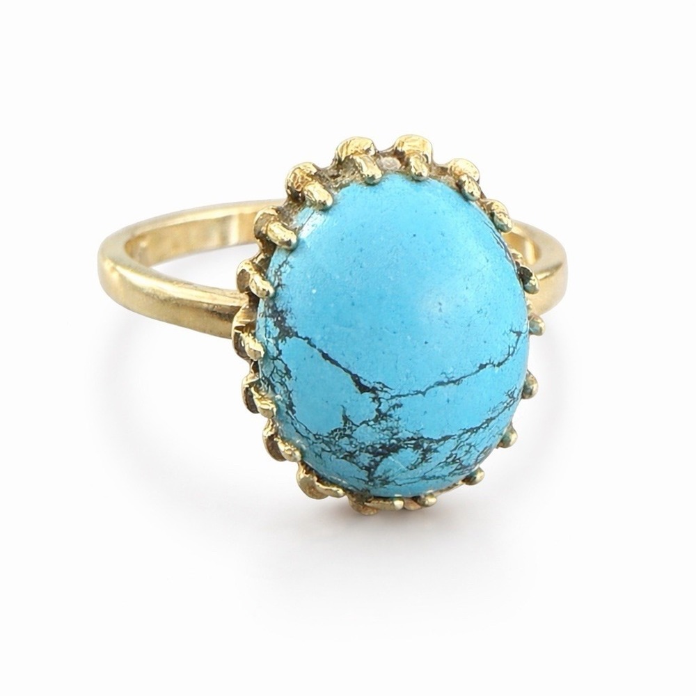 VINTAGE 1940’s 10k yellow Gold Ring with  Turquoise BluBell Jewelry Makers mark.
